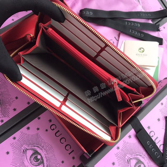 Gucci錢包 古馳新款拉鏈女錢包 瑪格麗特皇后拉鏈包系列 476069黑色拼色全皮  gdj1112